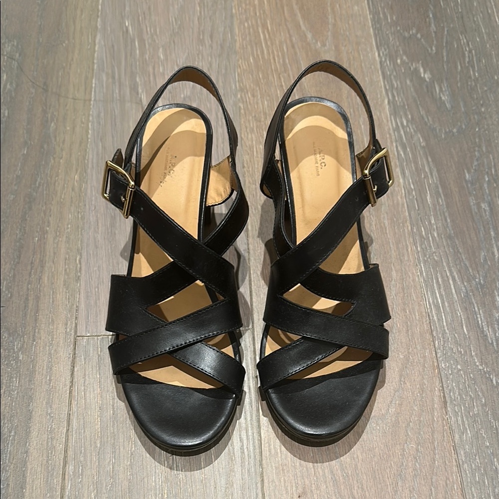 A.P.C Black Strappy Sandals